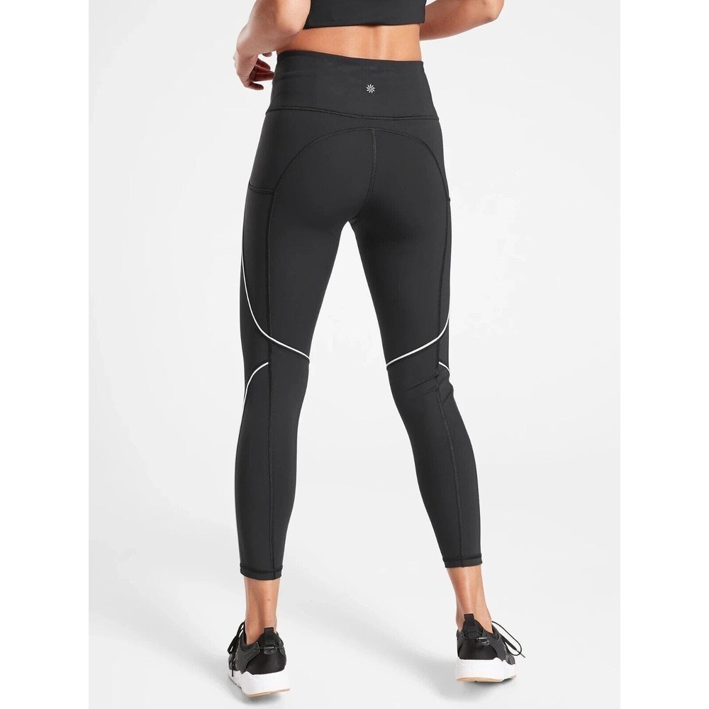Athleta S Tailwind 7/8 Tight Black Relfective Pockets High Rise Stretch Pants - Picture 2 of 9